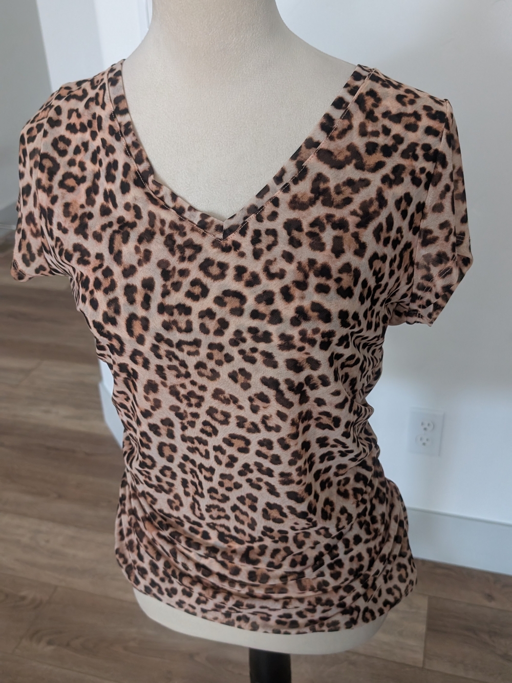 INC International Concepts Leopard Print V-Neck Top - Taupe & Brown